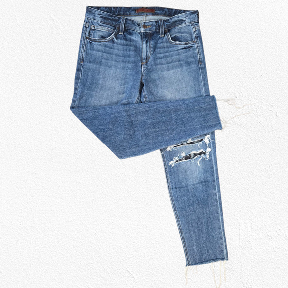 Joes Jeans Medium Wash Distressed Boyfriend Billie Ankle Straight Jeans Size 27 - Picture 2 of 12